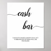 Black Calligraphy Cash Bar Sign Poster (Vorne)