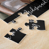Black Calligraphy Custom Foto Bridesmaid Vorschlag Puzzle (Seite)