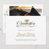 Black Calligraphy Custom Photo Einladung (Vorne/Hinten)