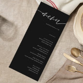 Black Calligraphy Elegante Wedding Menu Cards Menükarte