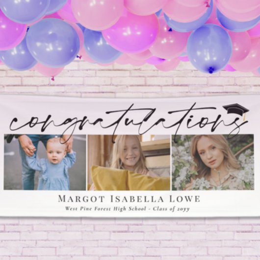 Black Calligraphy Foto Abschluss Herzlichen Glückw Banner