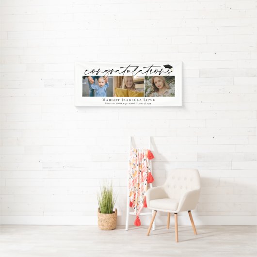 Black Calligraphy Foto Abschluss Herzlichen Glückw Banner (Insitu)