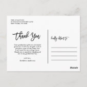 Black Calligraphy Foto Abschluss Vielen Dank Postkarte (Rückseite)