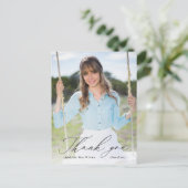 Black Calligraphy Foto Abschluss Vielen Dank Postkarte (Stehend Vorderseite)