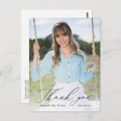 Black Calligraphy Foto Abschluss Vielen Dank Postkarte (Vorne/Hinten)