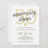 Black Calligraphy Gold Herbst Jubiläumsessen Einladung (Vorderseite)