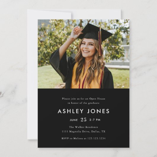 Black Calligraphy Graduate Graduate Party Einladung (Rückseite)