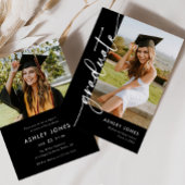 Black Calligraphy Graduate Graduate Party Einladung