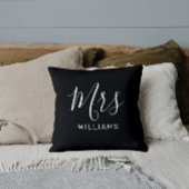Black Calligraphy Newlywed Bride Mrs. Pillow Kissen