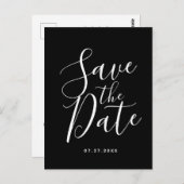 Black Calligraphy Save the Date Wedding Postcard Postkarte (Vorne/Hinten)