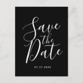 Black Calligraphy Save the Date Wedding Postcard Postkarte (Vorderseite)