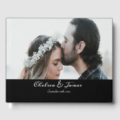 Black Calligraphy Script Foto Wedding Gästebuch (Vorderseite)