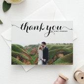 Black Calligraphy Script Wedding Foto Vielen Dank Postkarte