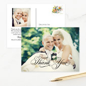 Black Calligraphy Script Wedding Foto Vielen Dank Postkarte