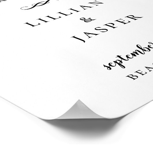 Black Calligraphy Script Wedding Welcome Sign Poster (Ecke)