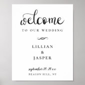 Black Calligraphy Script Wedding Welcome Sign Poster (Vorne)