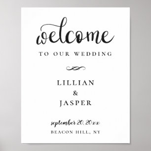 Black Calligraphy Script Wedding Welcome Sign Poster