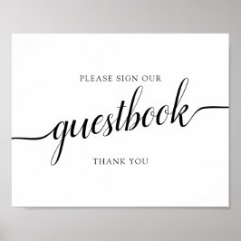 Black Calligraphy "Sign our Guestbook" Zeichen Poster
