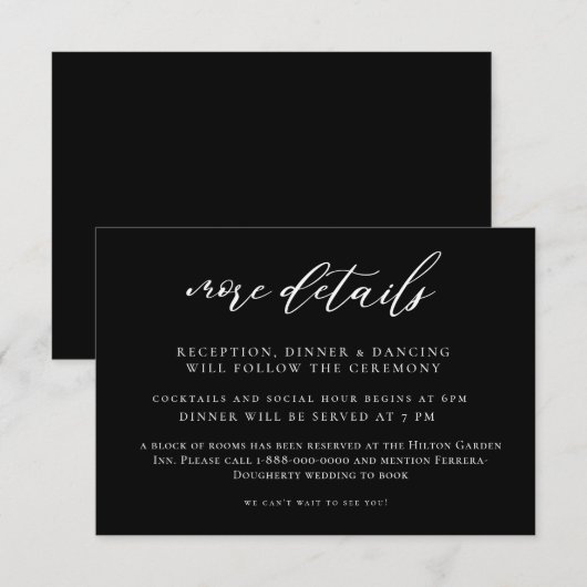 Black Calligraphy Wedding Card Einladung (Vorne/Hinten)