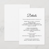 Black Calligraphy Wedding Details Card Begleitkarte (Vorne/Hinten)