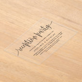 Black Calligraphy Wedding Reception Party Acryleinladungen (Ablage )