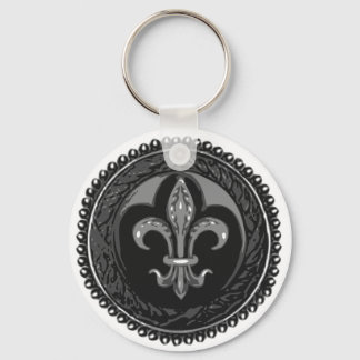 Black Cameo Fleur de lis Schlüsselanhänger