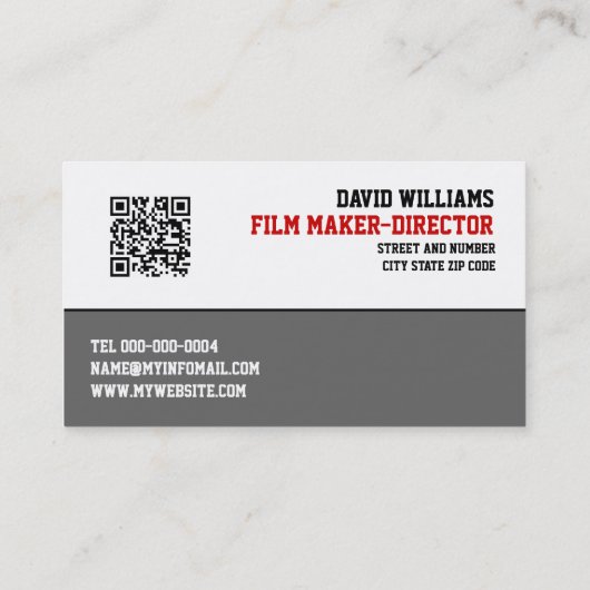 Black camera and QR code film maker  Visitenkarte (Rückseite)