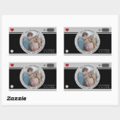 Black Camera Foto Hochzeit Save the Date einzigart Rechteckiger Aufkleber (Blatt)