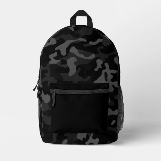 Black Camouflage Backpack Bedruckter Rucksack (Vorderseite)
