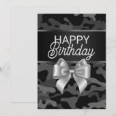 Black Camouflage & Bow Happy Birthday Card Einladung (Vorne/Hinten)