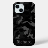 Black Camouflage Monogram iPhone Case (Rückseite)