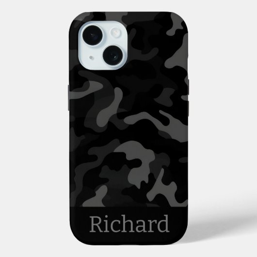 Black Camouflage Monogram iPhone Case (Rückseite)
