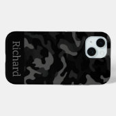 Black Camouflage Monogram iPhone Case (Rückseite (Horizontal))
