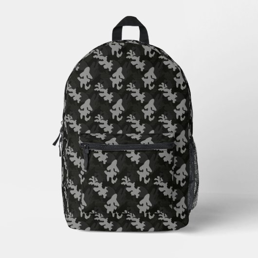 Black Camouflage Pattern Bedruckter Rucksack (Vorderseite)