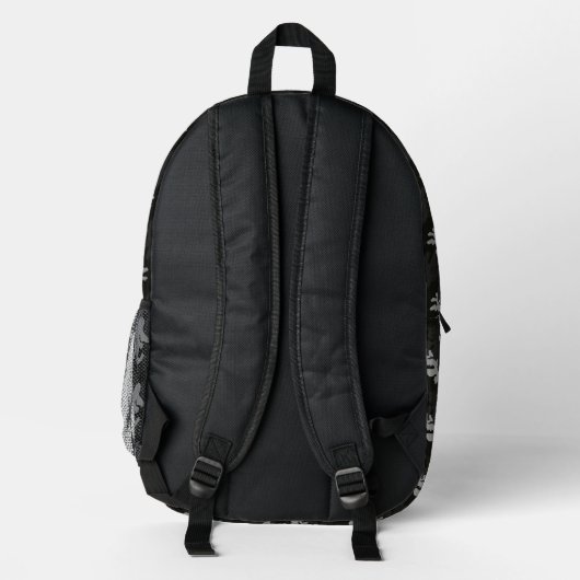 Black Camouflage Pattern Bedruckter Rucksack (Rückseite)