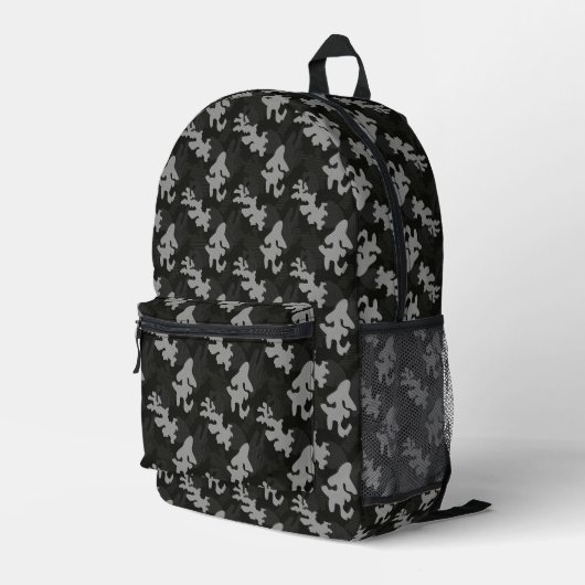 Black Camouflage Pattern Bedruckter Rucksack (Rückseitige Ecke Rechts)
