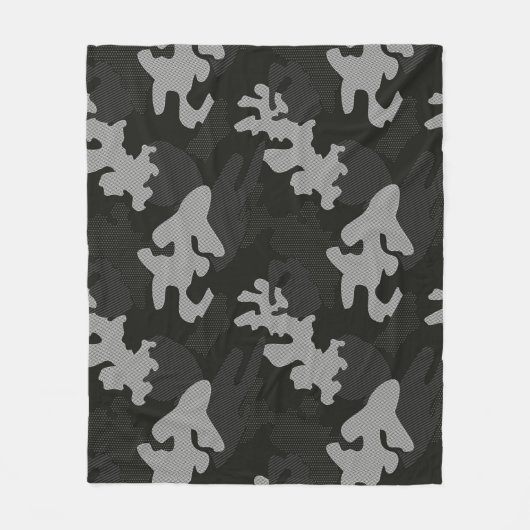 Black Camouflage Pattern Fleecedecke (Vorderseite)
