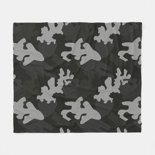 Black Camouflage Pattern Fleecedecke (Vorderseite (Horizontal))