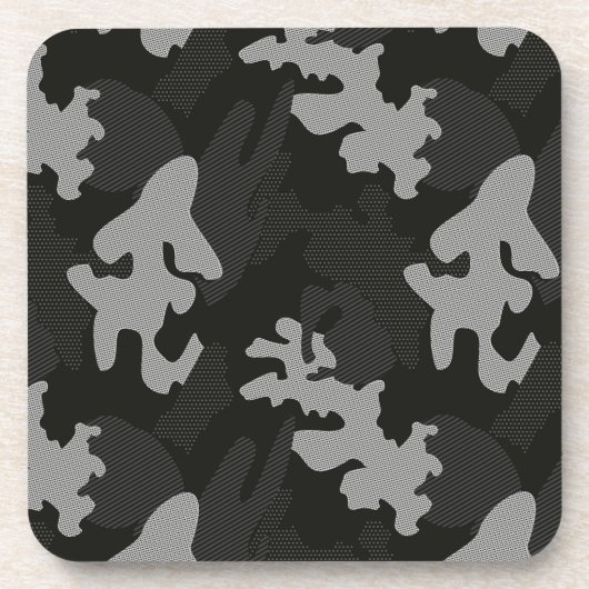 Black Camouflage Pattern Getränkeuntersetzer (Vorderseite)