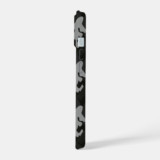 Black Camouflage Pattern iPhone 15 Hülle (Linke Seite)