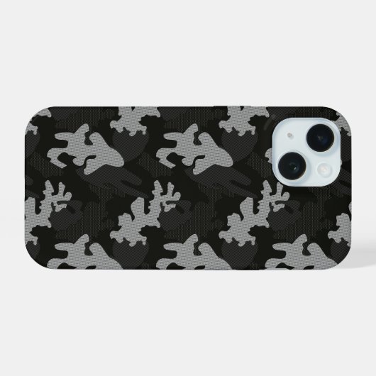 Black Camouflage Pattern iPhone 15 Hülle (Rückseite (Horizontal))