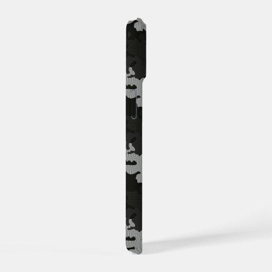 Black Camouflage Pattern iPhone 15 Hülle (Rechte Seite)
