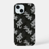 Black Camouflage Pattern iPhone 15 Hülle (Rückseite)