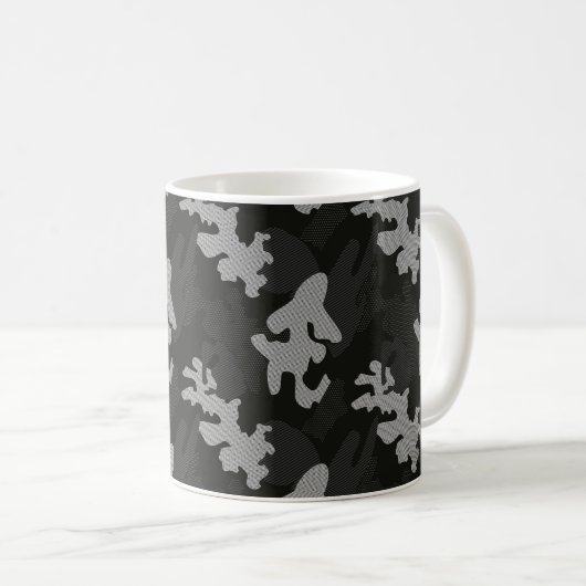 Black Camouflage Pattern Kaffeetasse (VorderseiteRechts)