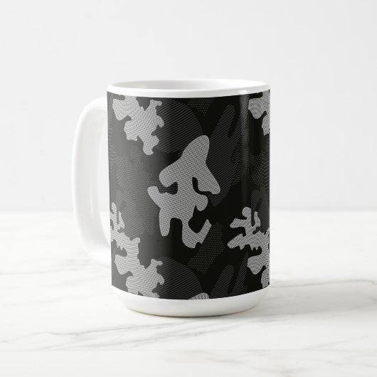 Black Camouflage Pattern Kaffeetasse (Vorderseite Links)