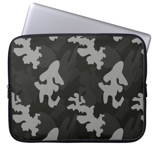 Black Camouflage Pattern Laptopschutzhülle (Vorderseite)