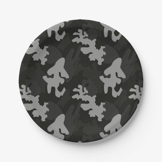 Black Camouflage Pattern Pappteller (Vorderseite)