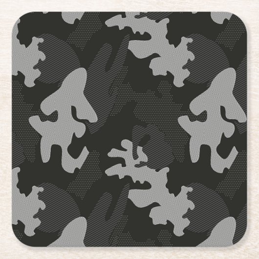 Black Camouflage Pattern Rechteckiger Pappuntersetzer (Vorderseite)