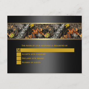 Black Camouflage Wedding RSVP Karte