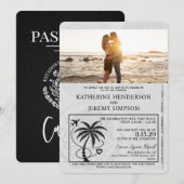 Black Cancun Passport Wedding Einladung (Vorne/Hinten)